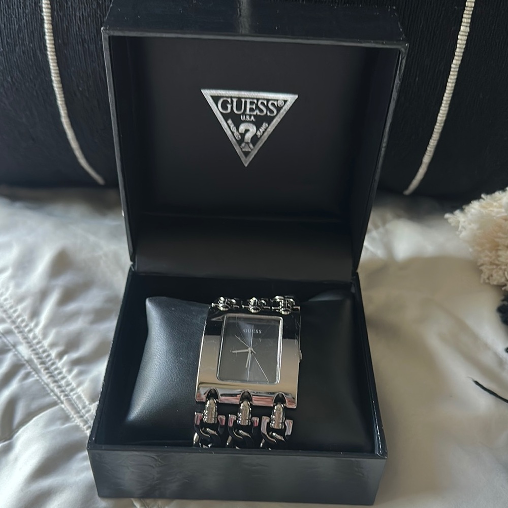 Guess Silver Watch with Chunky Linked Design